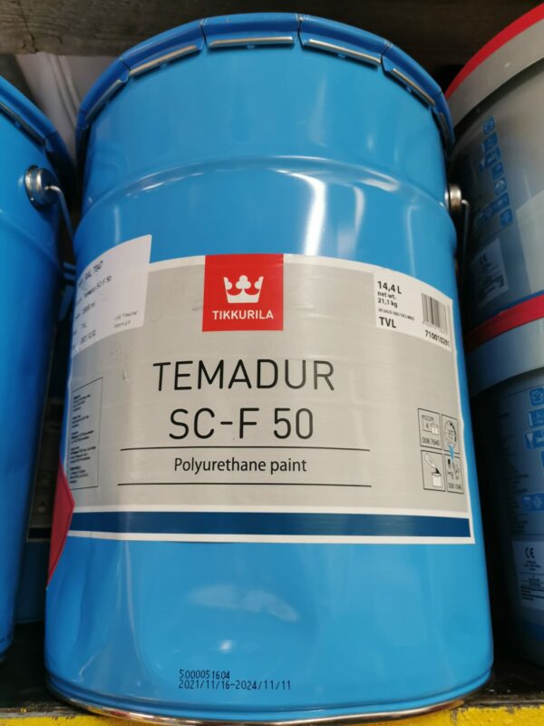 Tikkurila Temadur SC-F 50 poliuretāna krāsa 14.4l RAL 7047 1