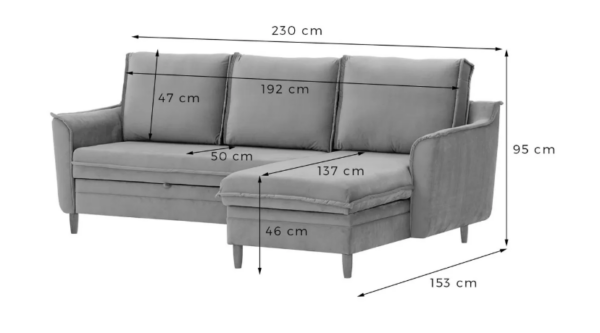 Amour stūra dīvāns ar gultas funkciju - Image 2